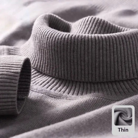 Men's plus size knitted turtleneck sweater in black, straight fit, high neck, long sleeves, winter casual wear