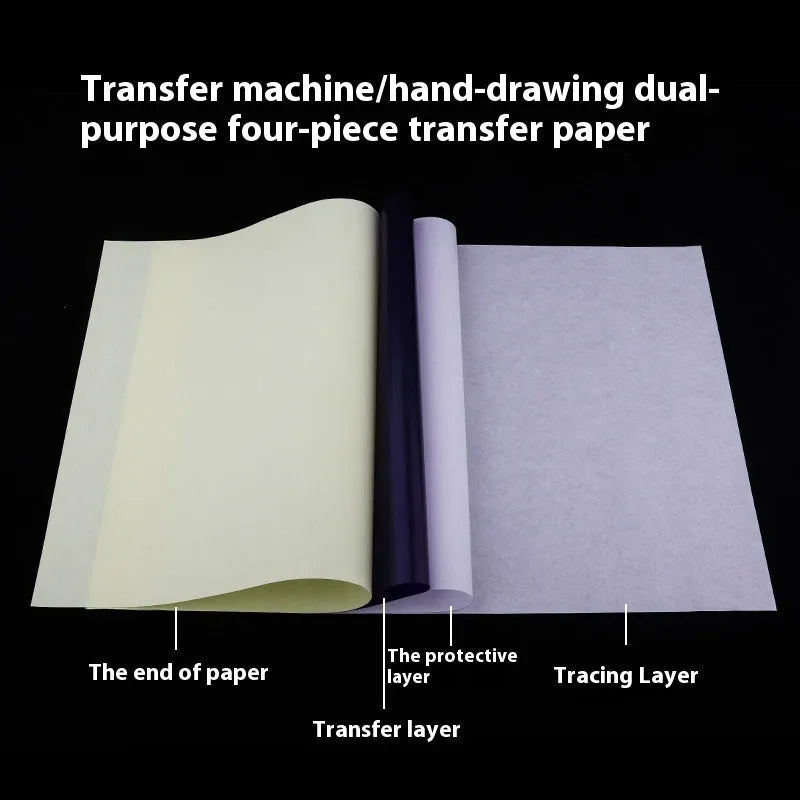 A4 tattoo transfer paper pack with transfer paste gel for quadruple copy tattoo design applications