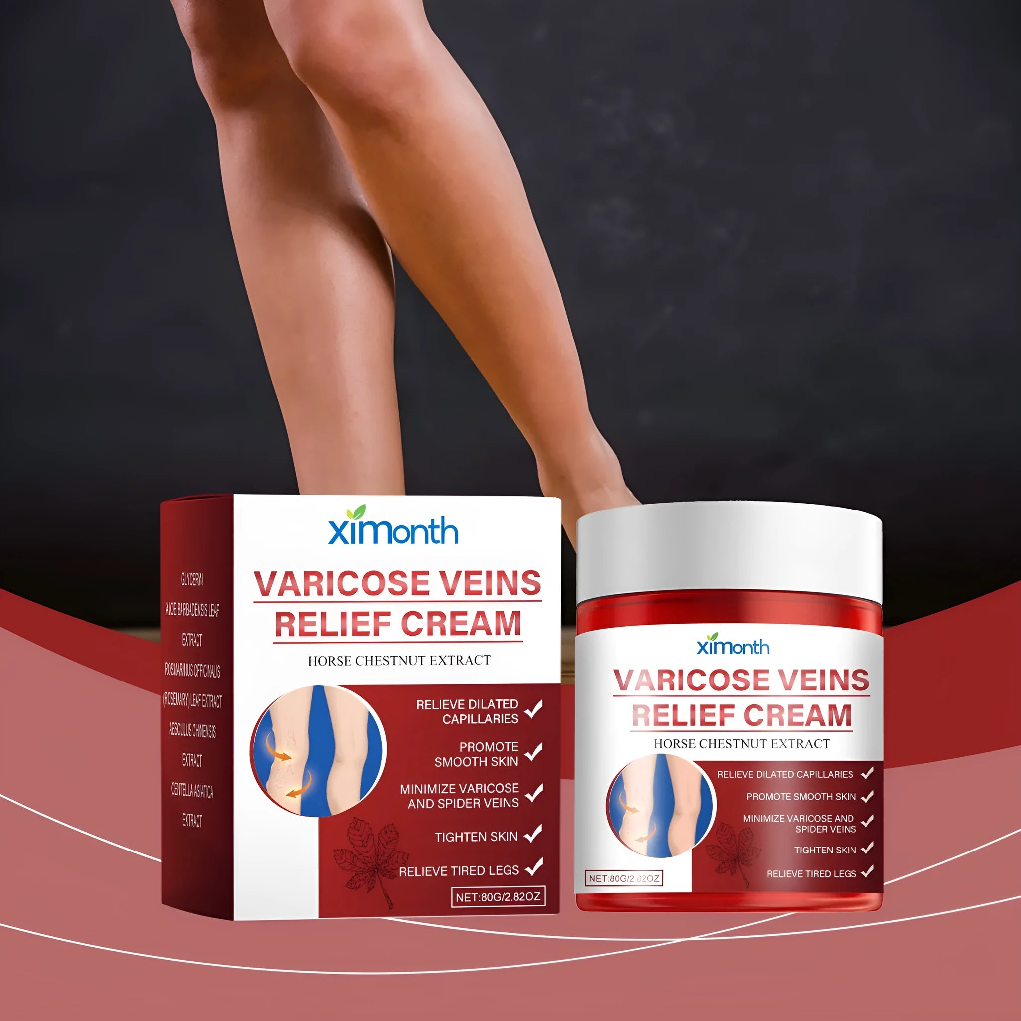 Two 80g tubes of leg care moisturising cream for universal skin types