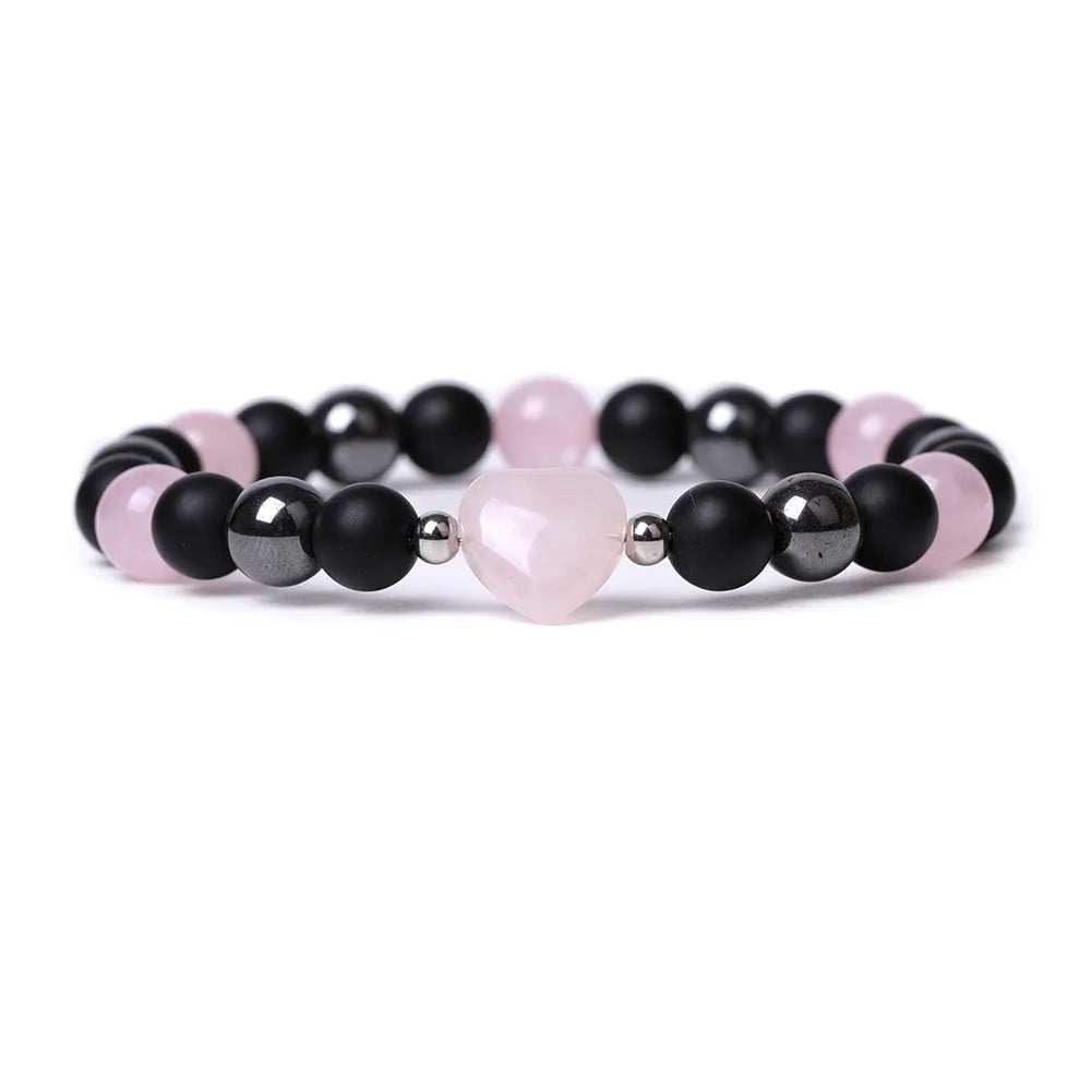 Lvdongling Tigereye hand-cut peach heart geometric stone bracelet with moon and planet charms