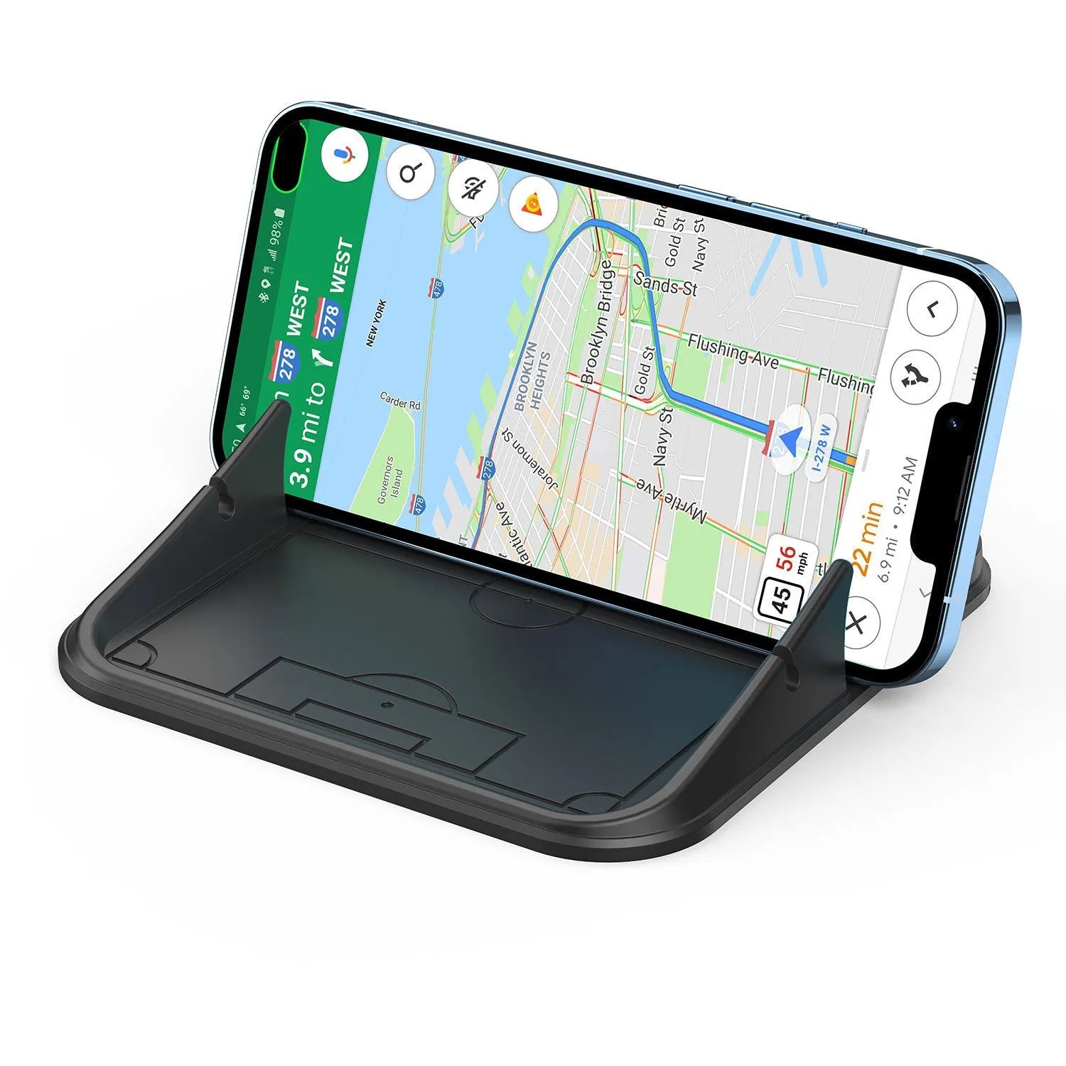 Silicone automobile phone holder with suction pad mount in Peak-X5 colour for dashboard or windscreen installation