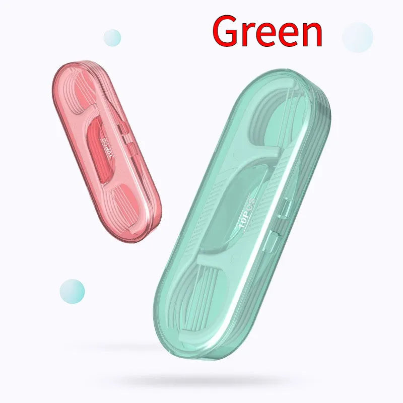 Disposable dental floss in portable bag with individually packaged strands for hygienic daily use