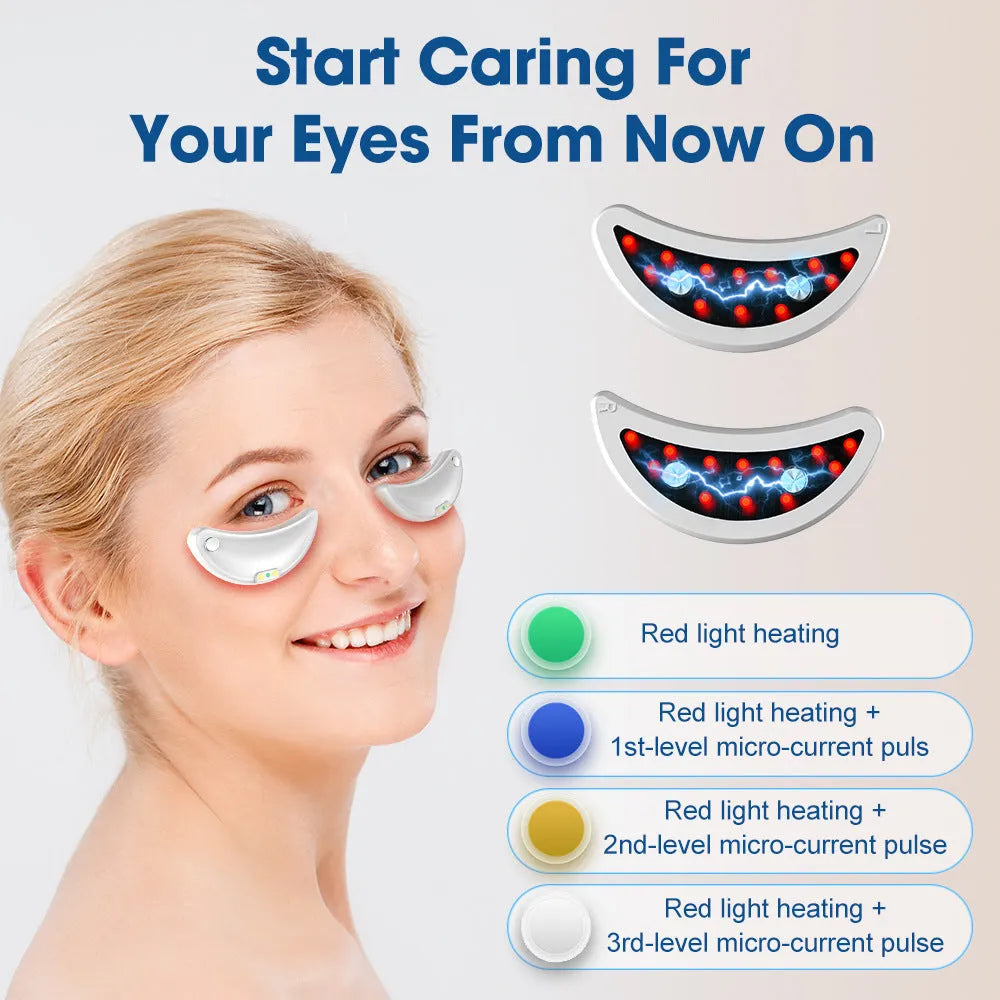 White red light EMS wireless eye and facial massager for dark circles reduction