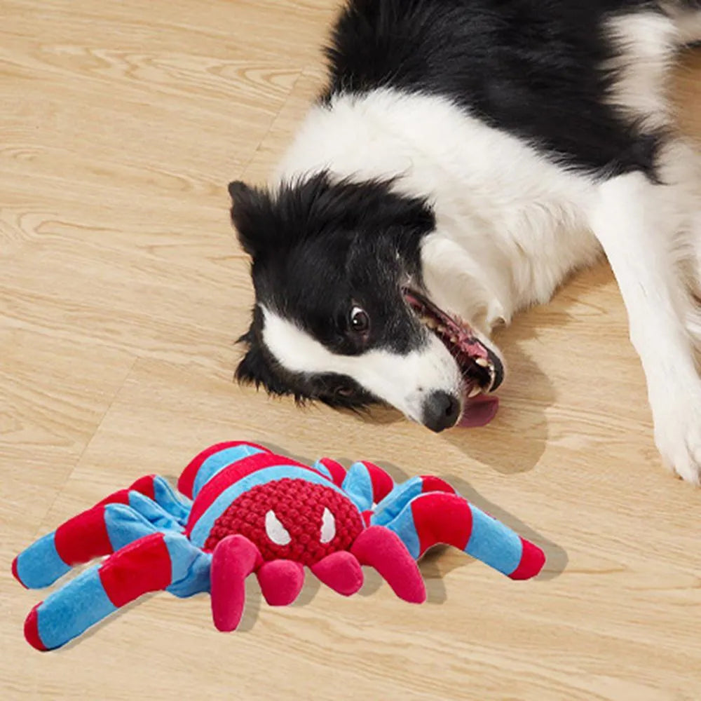 Red bite-resistant teddy dog toy for medium to large breed chewing and interactive play