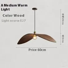 Japanese Zen walnut chandelier for living room or dining room with 38cm to 85cm diameter options