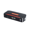 Black red 12V vehicle emergency starting power supply with 7800mAh capacity showing compact dimensions