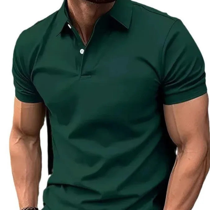 Men's slim fit casual button short sleeve shirt in solid colours