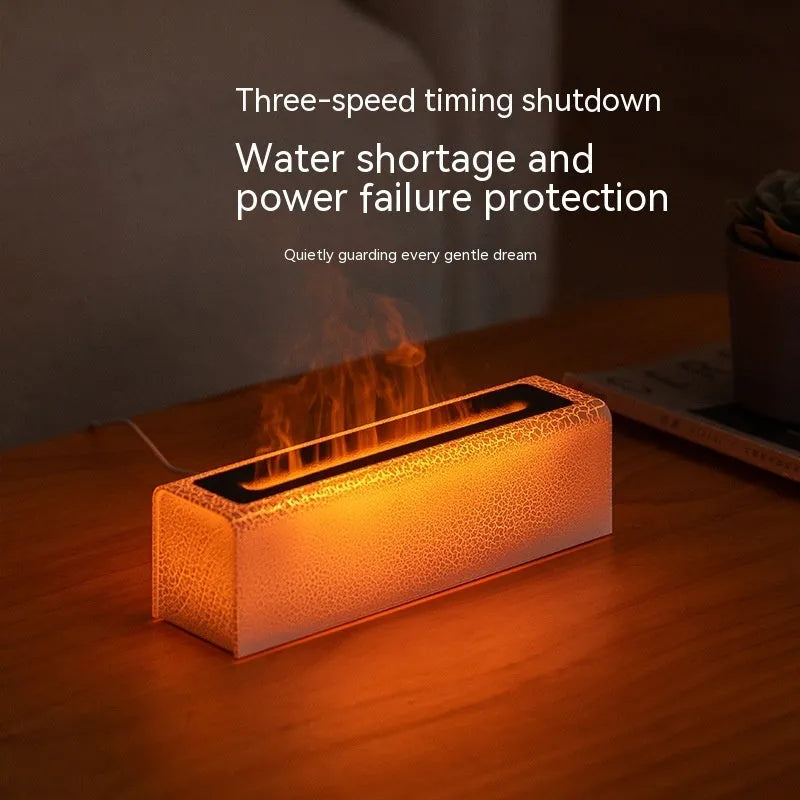 Square creative lava flame design desktop humidifier and aroma diffuser in black or white with USB cable