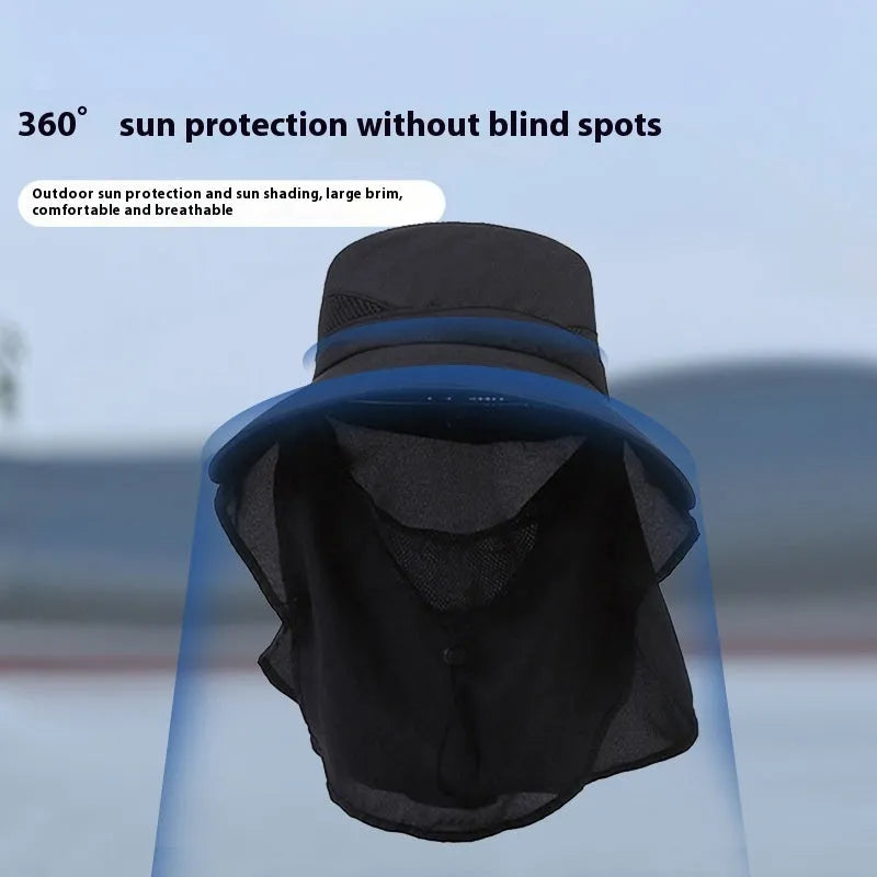 Men's big brim adjustable fisherman bucket hat in polyester for sun protection.