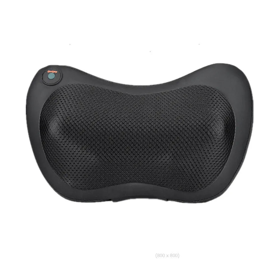 Brown genuine leather shoulder and neck massage pillow with eight vibration heads