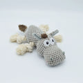 Grey plush donkey dog toy with squeaker measuring 27cm long