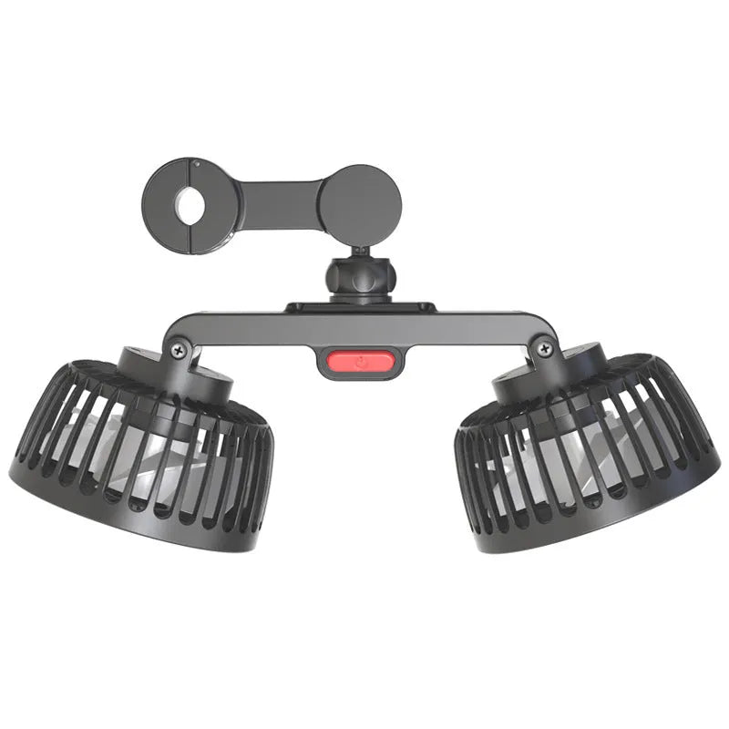 Black car USB rear pillow single head fan with adjustable direction for vehicle rear seat cooling