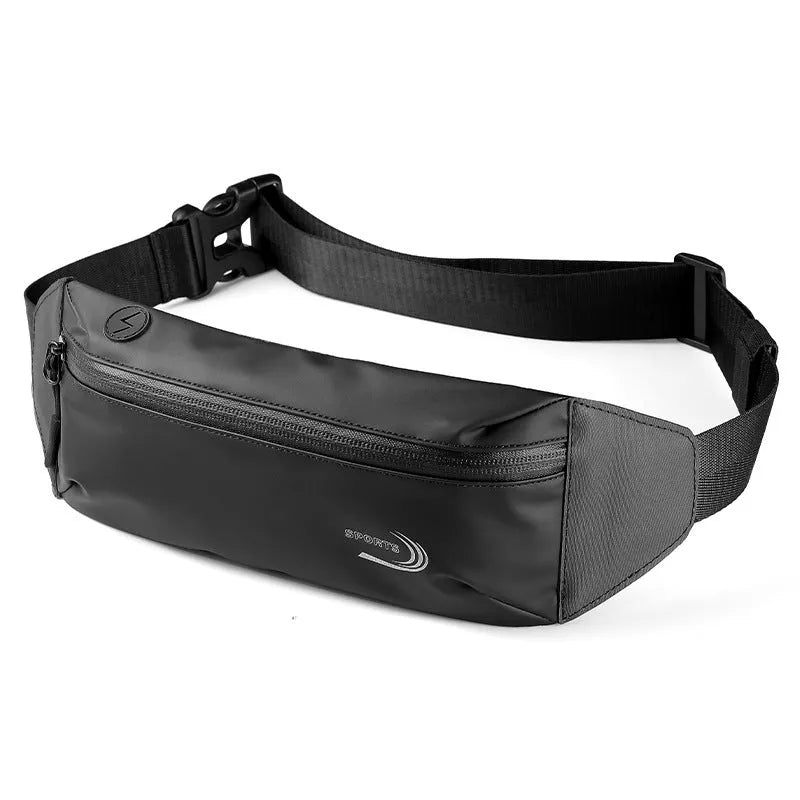 Men's blue waterproof sports waist bag made from Derm Oxford polyester with 45cm length