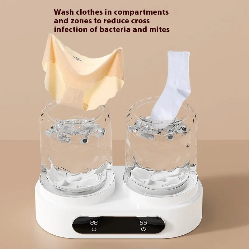 White double bucket portable mini USB washing machine for underwear
