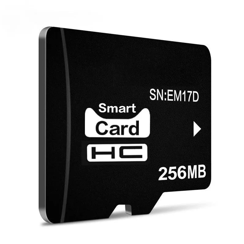 A single 256MB TF series memory card on a white background, showing its compact size.