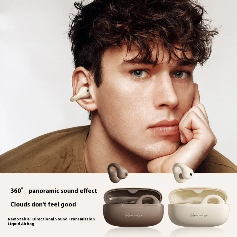 Gas bone conduction Bluetooth headset clip-on wireless sports earphone Earth and Bright Moon colours PC ABS
