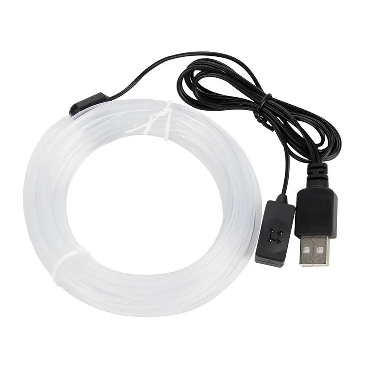 Colourful EL luminous car ambience light strip with USB interface in flexible PVC casing