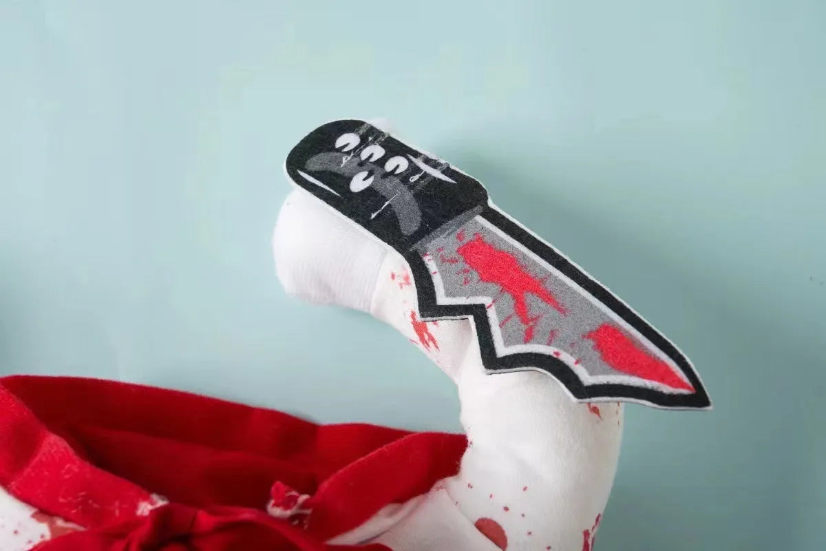 Bloody doll pet costume for Halloween with sand carving patterns on polyester fabric