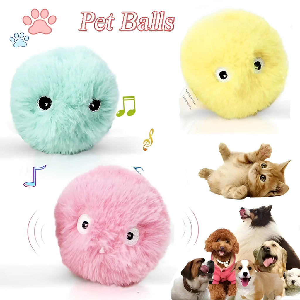 Colourful interactive cat toy ball that makes animal sounds when touched by pets