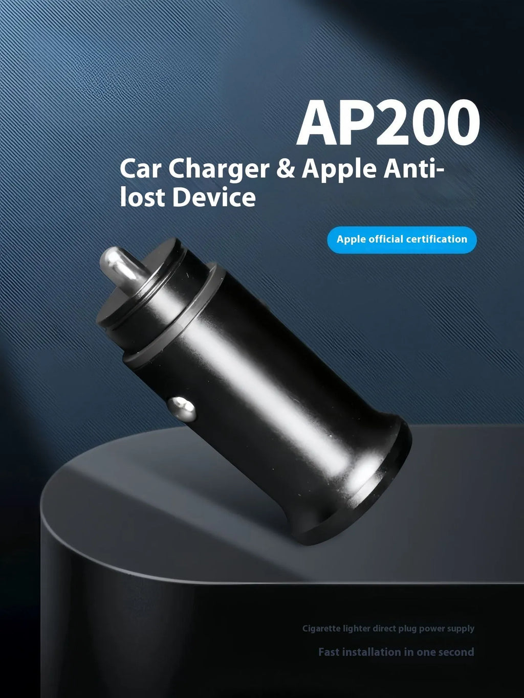Black GPS car locator with a 12V car charger plug for vehicle tracking.