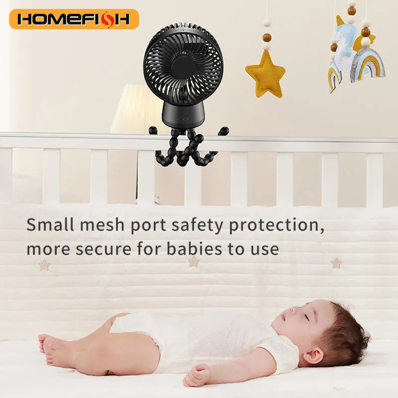HOMEFISH F2 automatic shake head handheld fan with LED light and removable mounting bracket