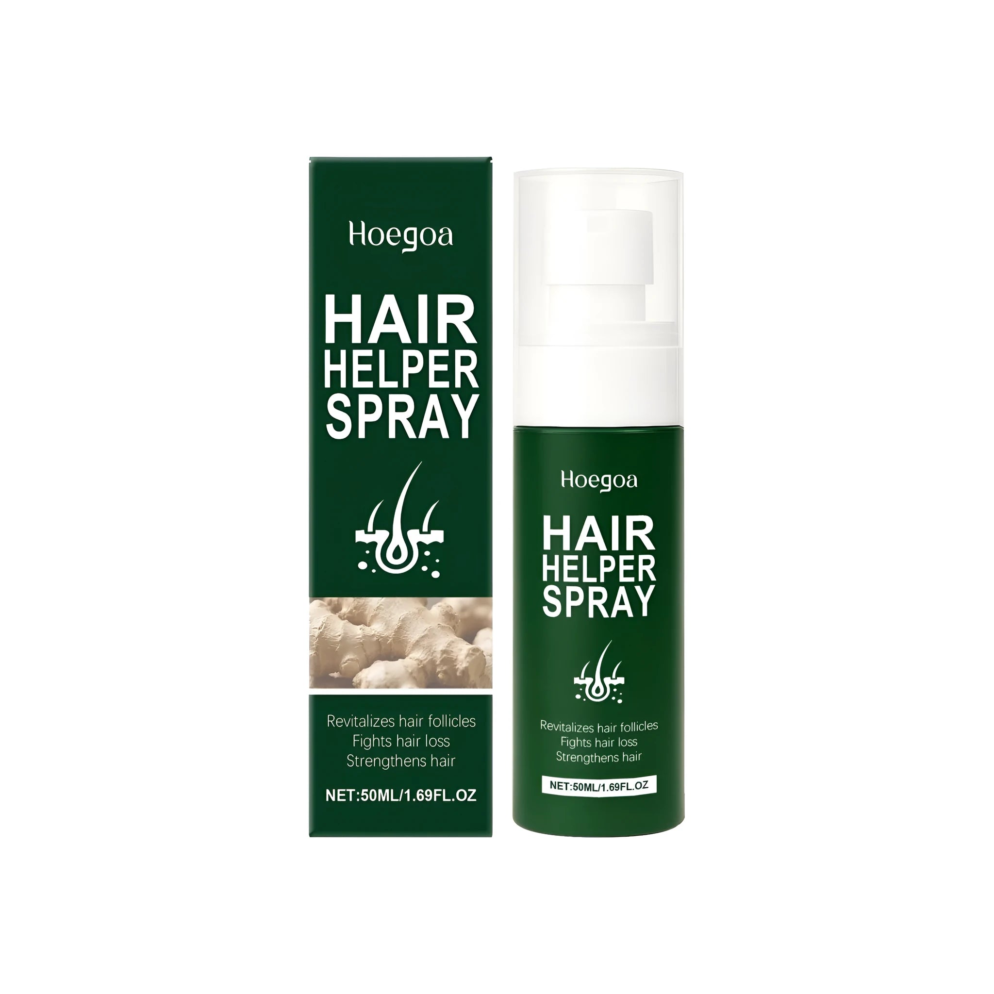 50 ml Hair Helper Spray bottle with ginger root oil and botanical extract formula