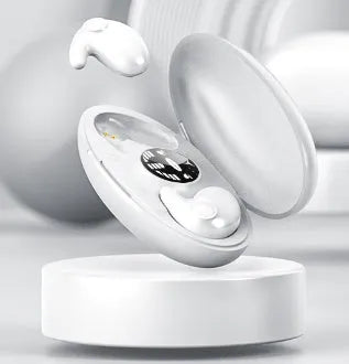 Ultra-thin true wireless Bluetooth earbuds in black with power display, 15-metre range, stereo sound