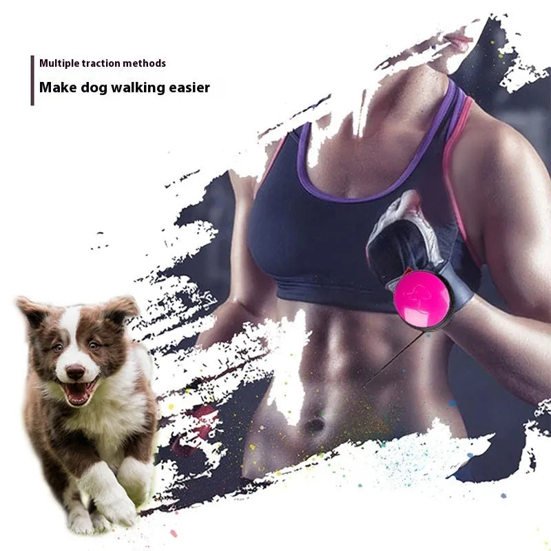 Automatic retractable pet leash showing 3 metre extension with hands-free design in multiple colours