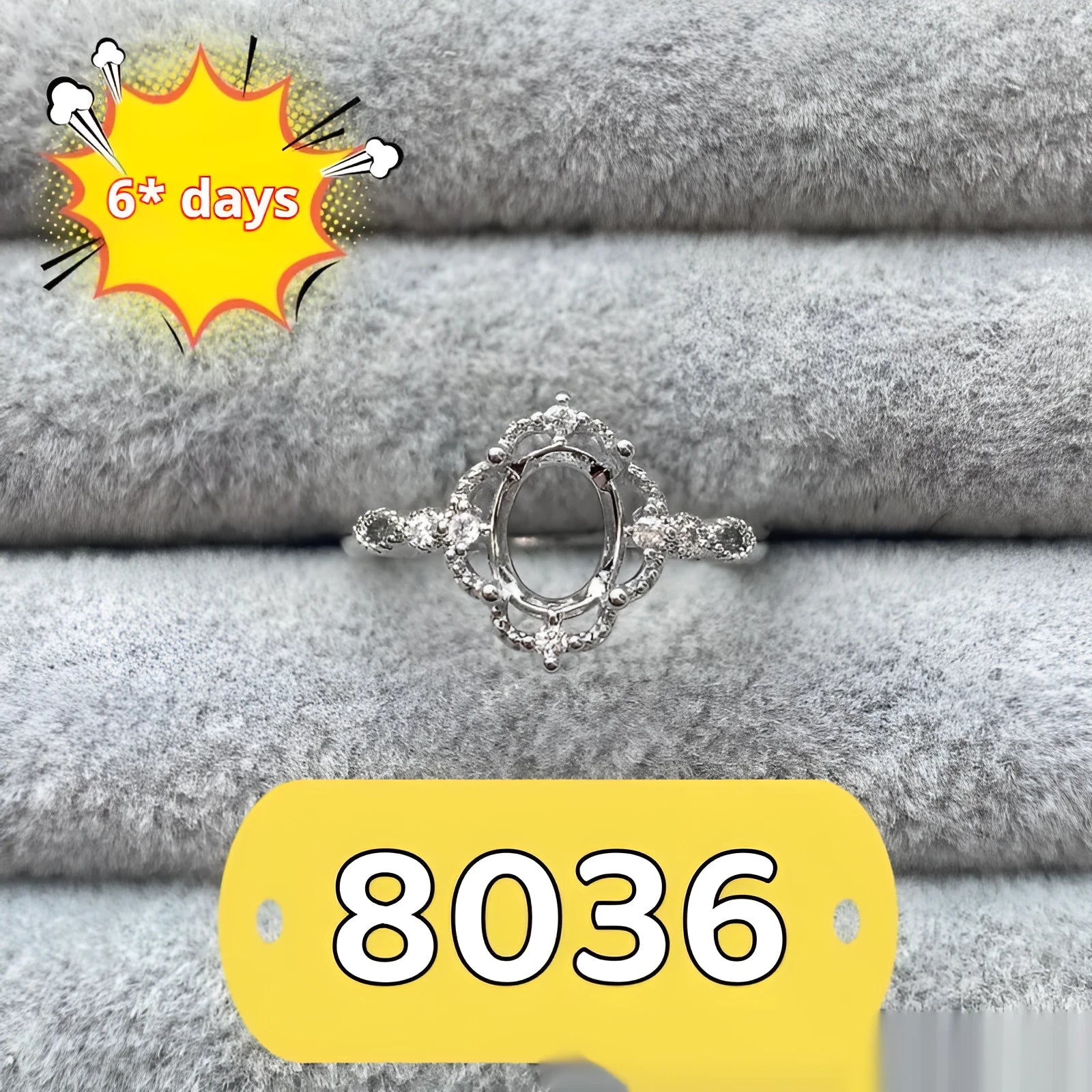 Korean style open mouth ring with oval denier stone and five-pointed star design on copper with electroplating