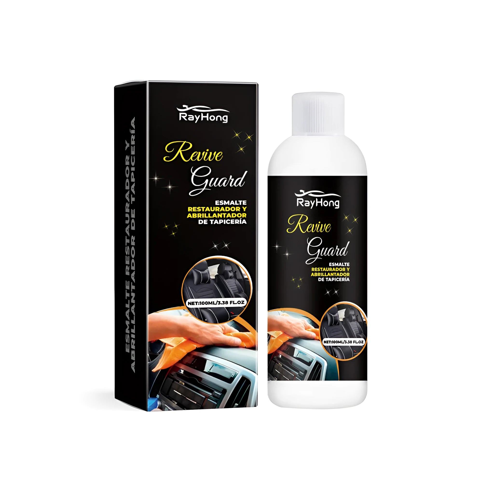 Box of automotive polish for car interior maintenance, 3.8cm wide