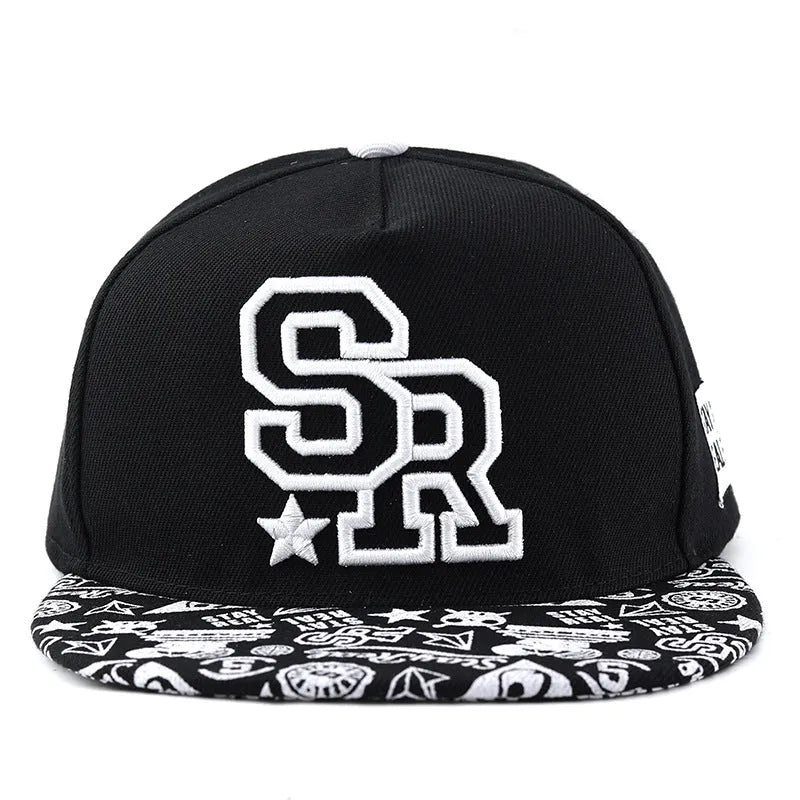 Adjustable cotton baseball cap in black or white with a dome crown.