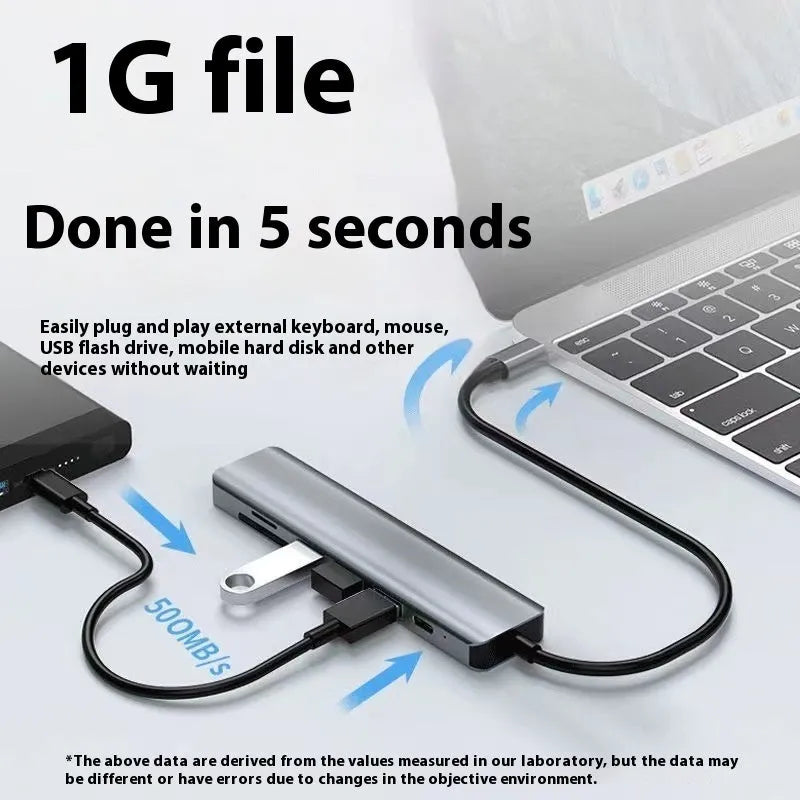 Type-C 7-in-1 expansion dock with HDMI support and 15cm cable for laptop and tablet connectivity