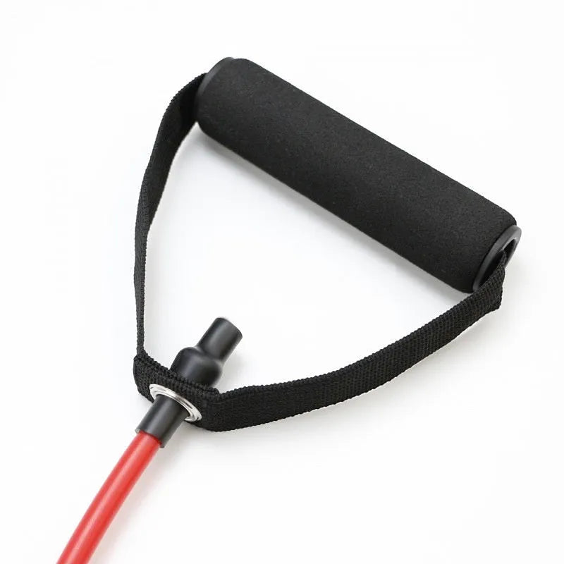 Adjustable resistance exercise equipment with TPE tension rope in five colour-coded resistance levels
