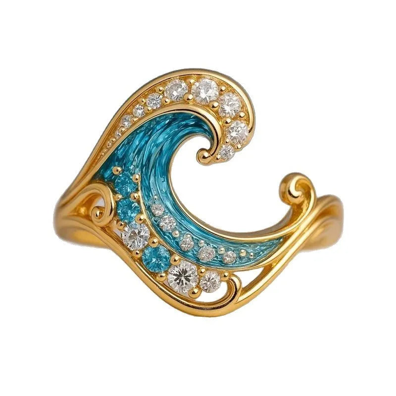 HAILANG Series gold colour zinc alloy fashion ring with micro inlay detailing