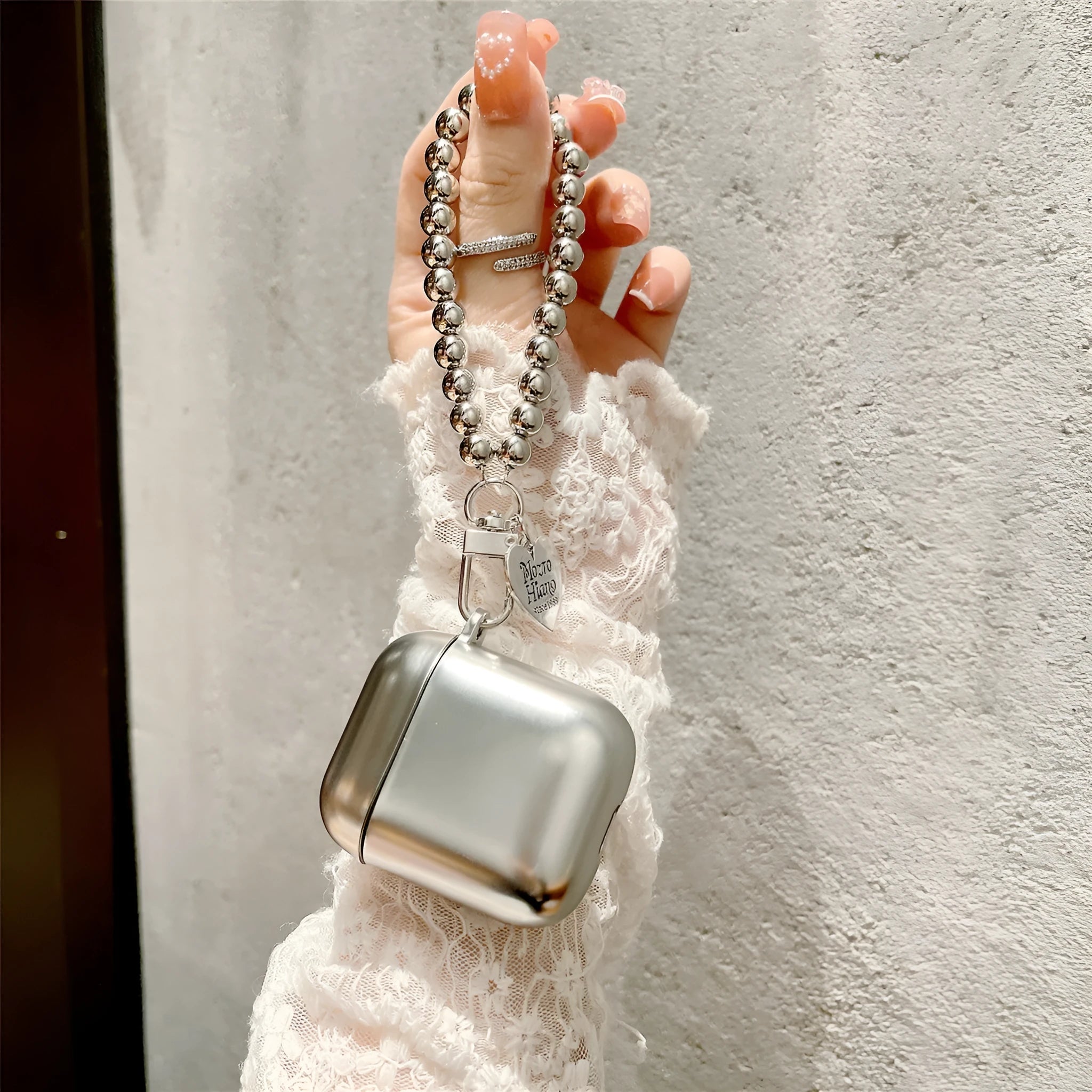 Matte electroplated TPU protective case for AirPods with attached bracelet loop