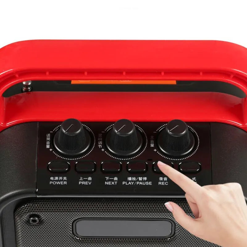 MS62AI portable Bluetooth karaoke speaker with wireless microphone in plastic construction