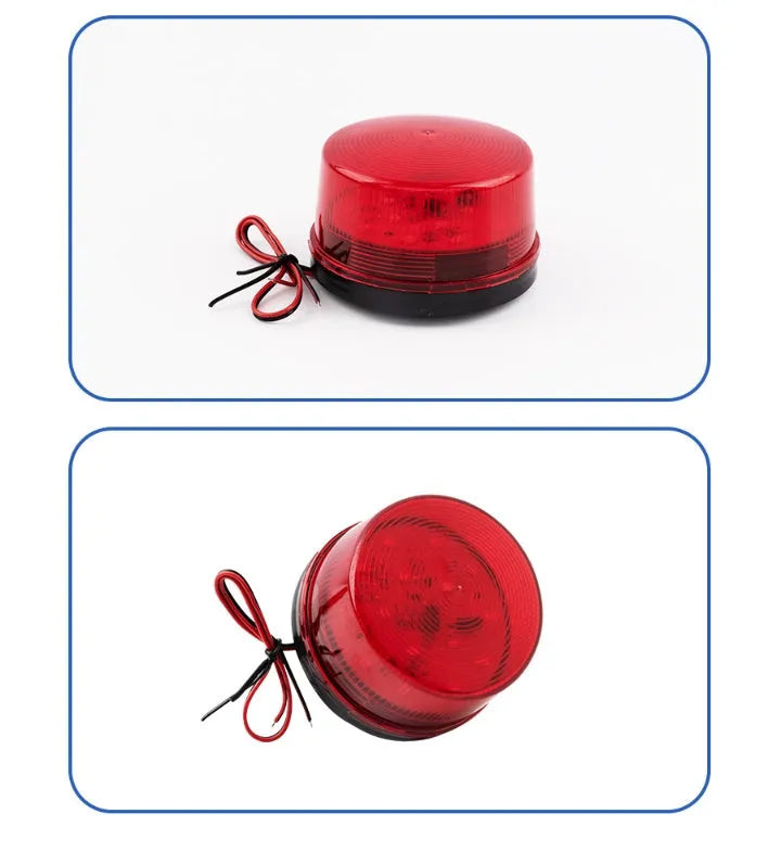 24V warning and alarm light in red, yellow, blue, or green colours measuring 73mm diameter