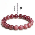 Natural cherry red strawberry quartz bracelet with polished geometry beads and starlight effect