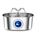 Stainless steel automatic pet water fountain with two outlets and filter system