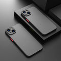 Hard frosted iPhone protective case with full camera lens coverage shown in dark green.