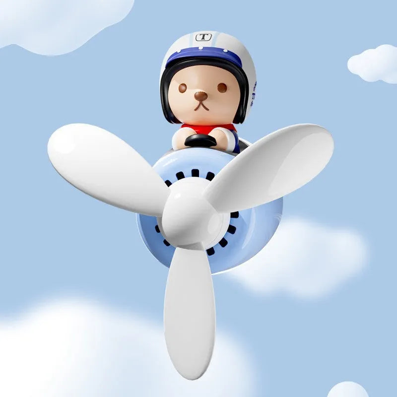 Teddy Bear Blue plastic car vent aromatherapy ornament with perfume holder measuring 52x60x53mm