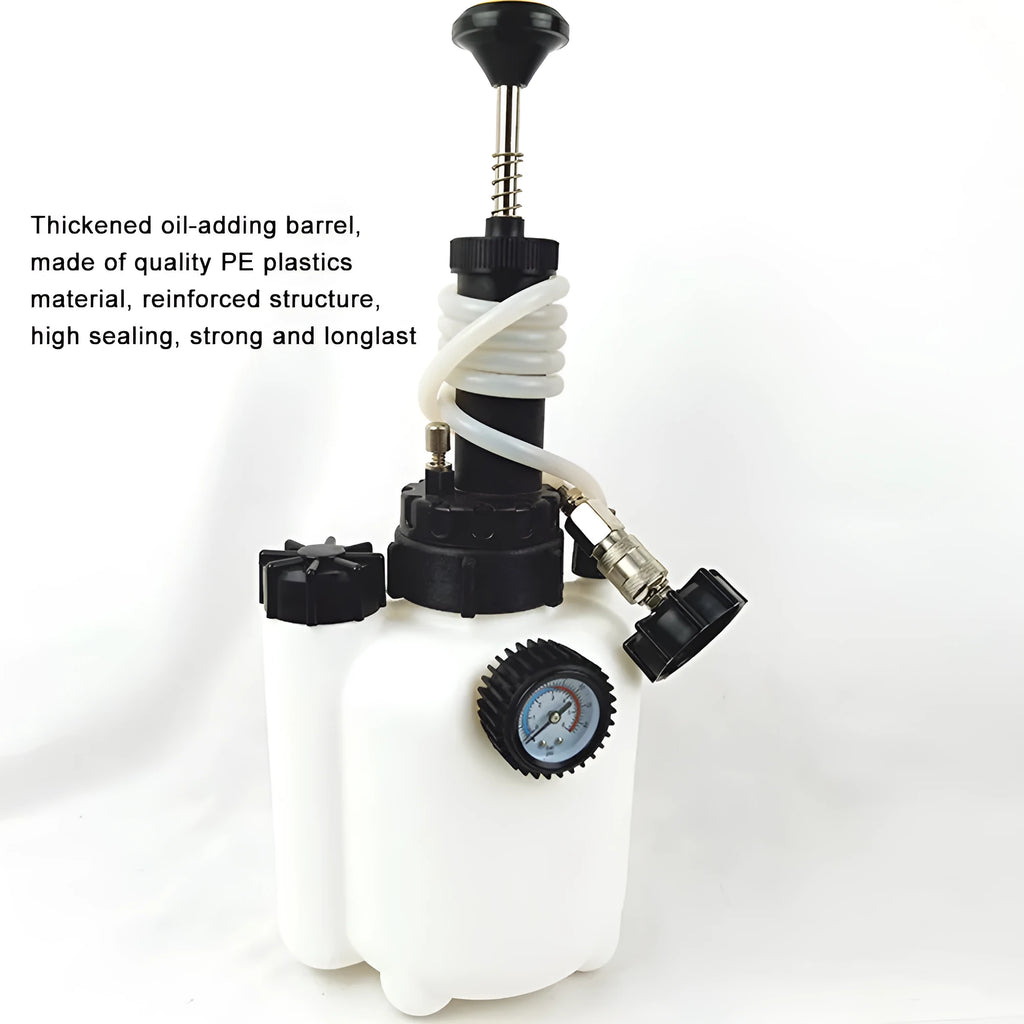 White 3L brake oil tank replacement tool with plastic reservoir and metal components for car maintenance