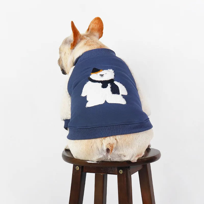 Dark blue fleece-lined winter dog jumper for large breeds sizes L to 4XL
