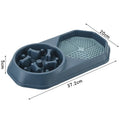 Blue slow feeder dog bowl with maze pattern for anti-gulping feeding