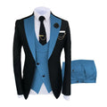 Men's slim fit three-piece cotton business suit with coat, vest, and trousers for formal occasions