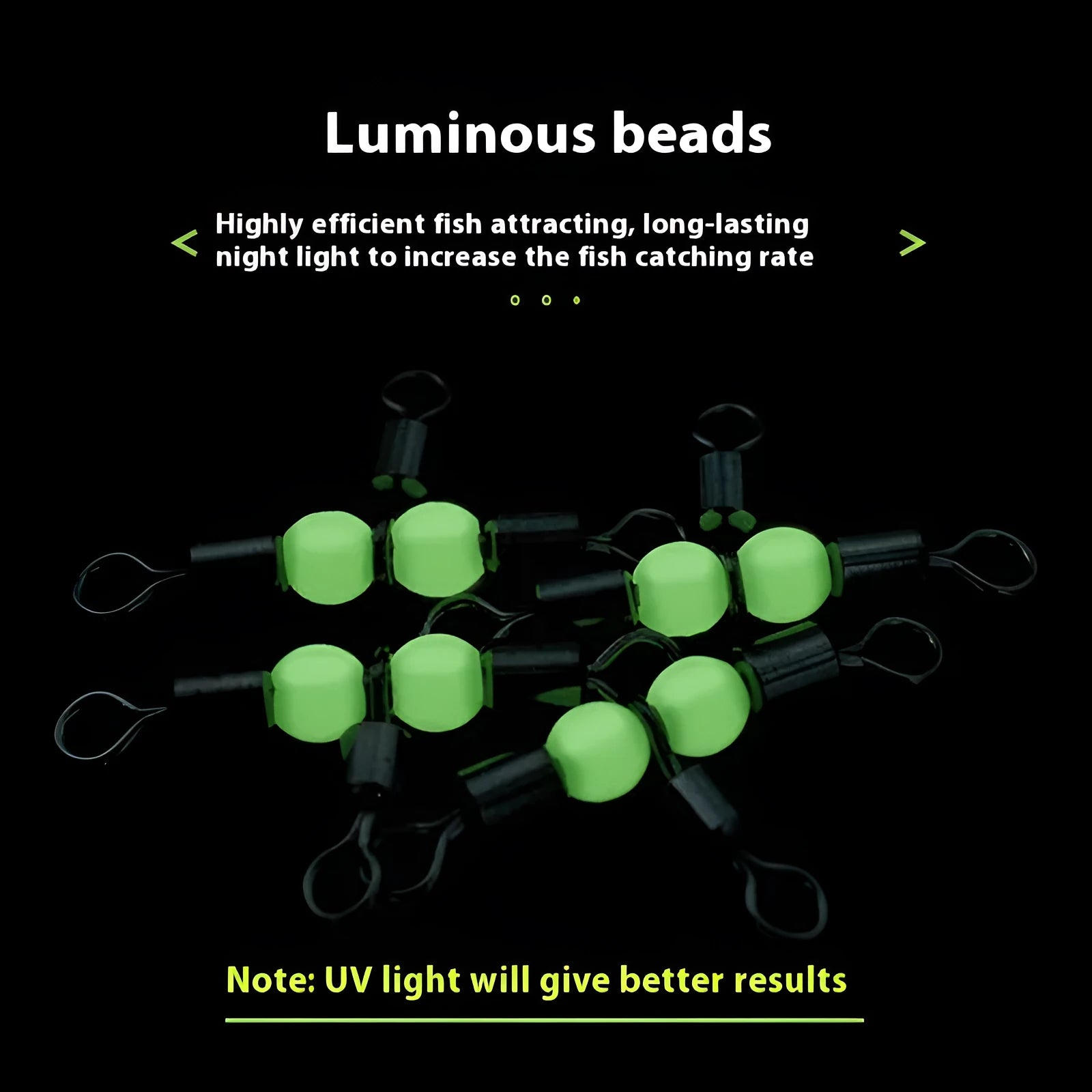 Copper luminous three-fork swivel beads and T-type balance rings for fishing lure assembly.