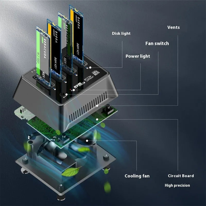 Aluminium M.2 dual protocol SSD mounting base in K30174P2 colour