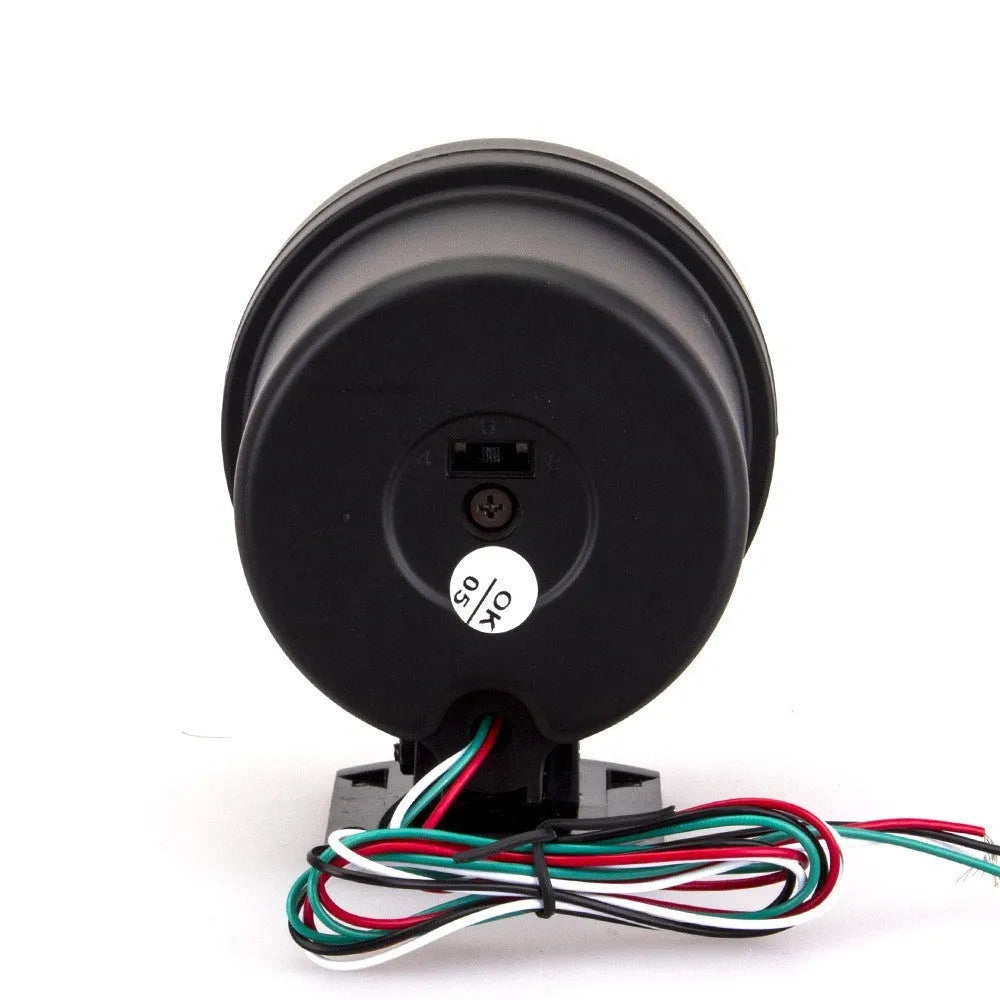 Black car tachometer with blue light pointer display showing 95mm size measurement