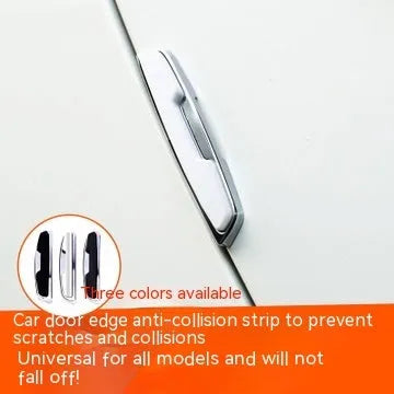 Black car door bumper strip set with four plastic silicone protection strips measuring 9.5 by 2 cm