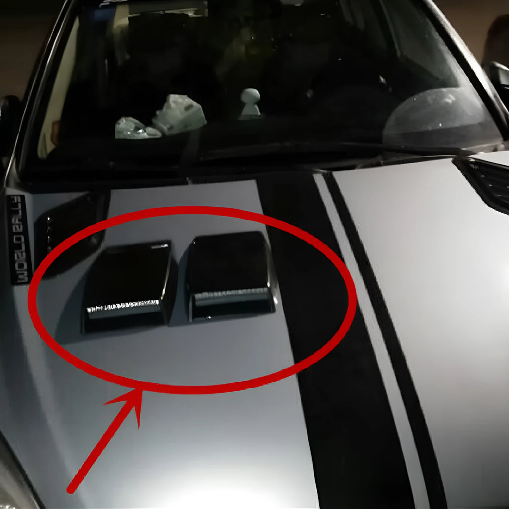 Black ABS plastic decorative car air vent with 260mm length and 33mm air inlet height.